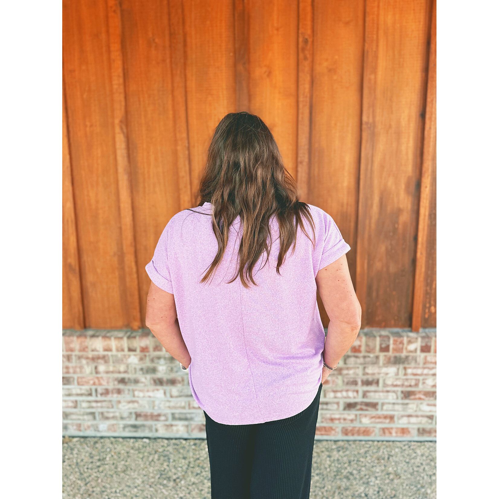 Zenana Zenana Soft Melange Hacci Short Sleeve Top Bright Mauve