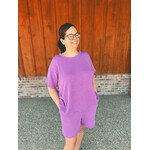 Zenana Zenana Ribbed Short Sleeve Tee & Shorts Set Light Plum
