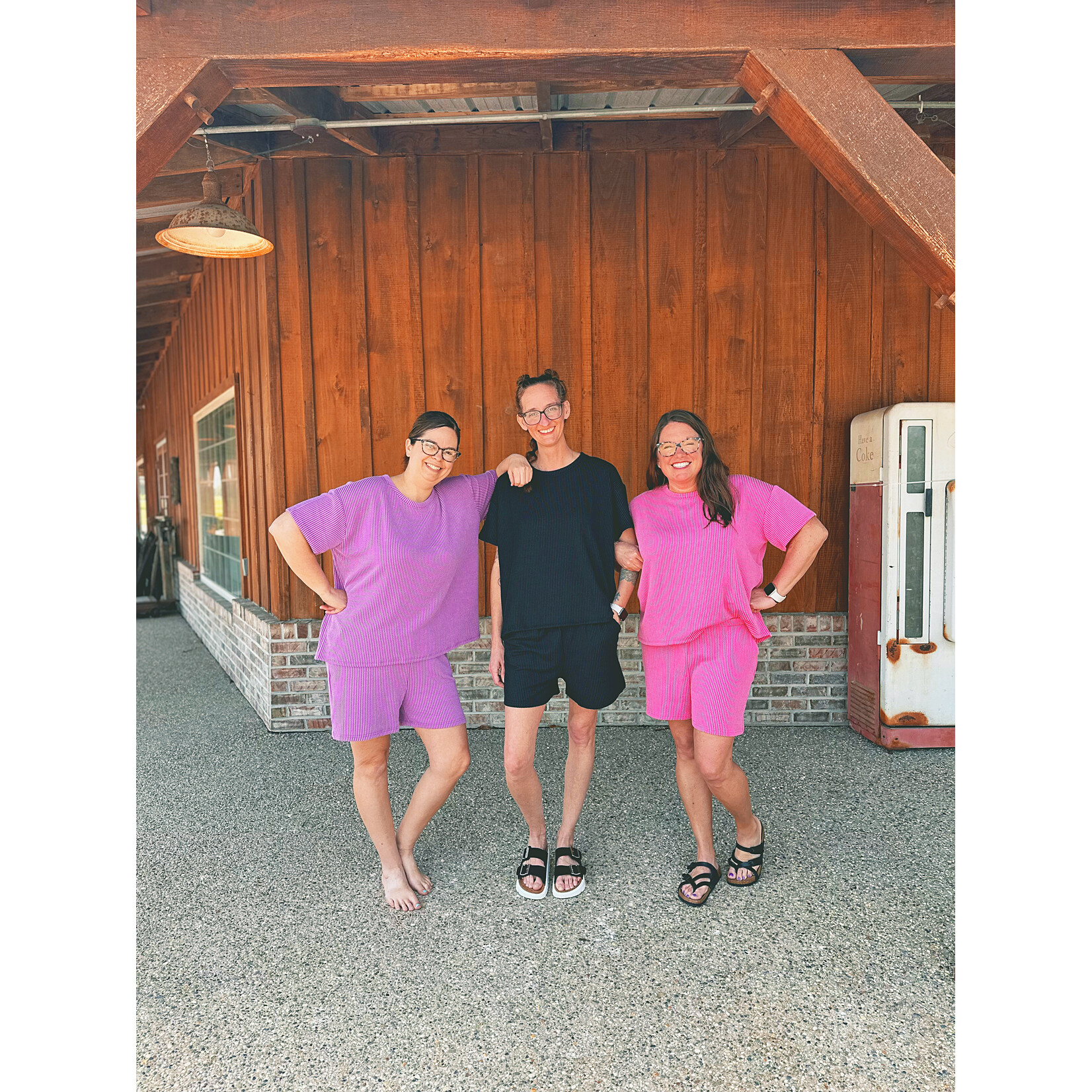 Zenana Zenana Ribbed Short Sleeve Tee & Shorts Set Fuchsia