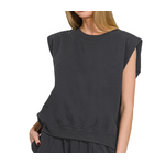 Zenana Zenana French Terry Sleeveless Top  Black
