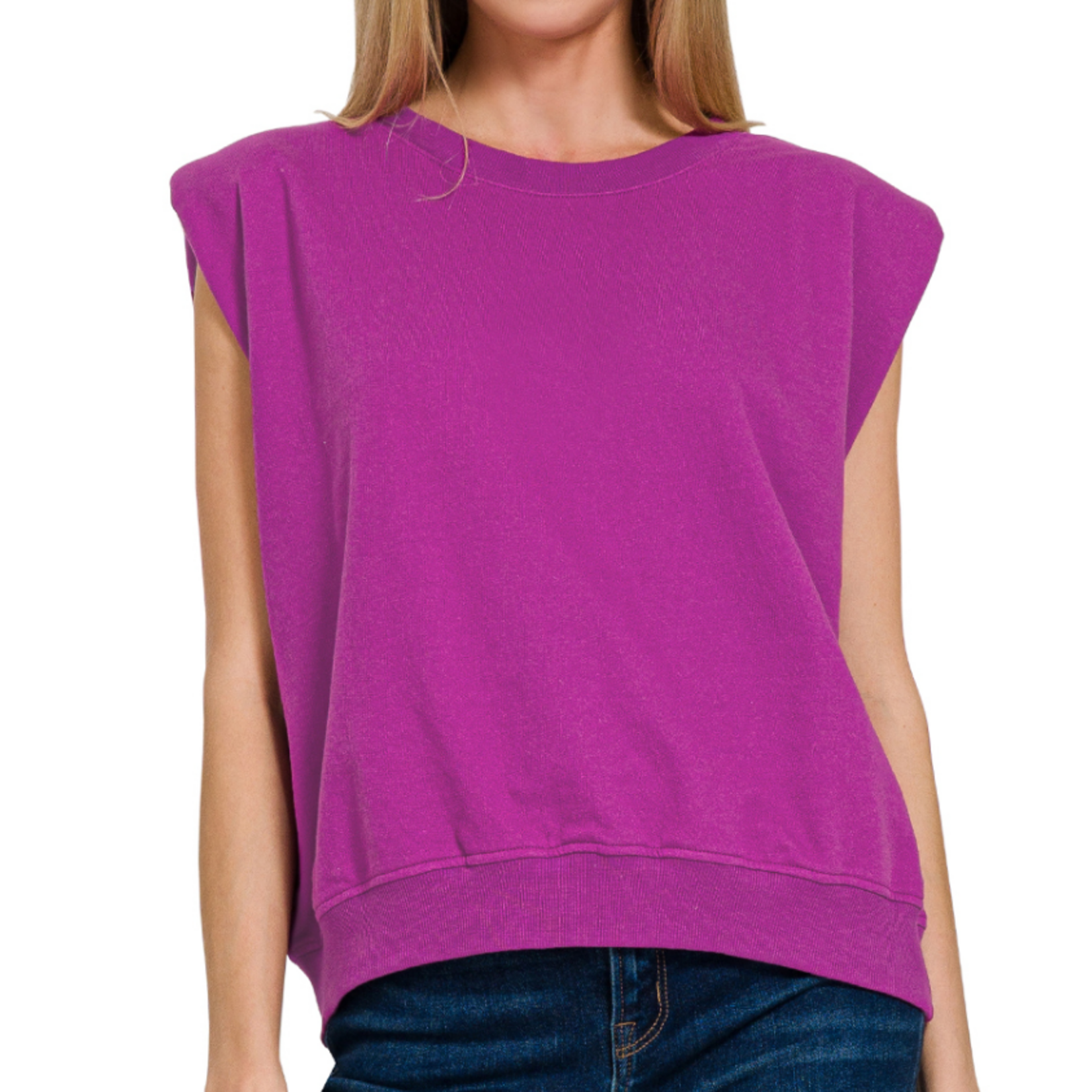 Zenana Zenana French Terry Sleeveless Top Light Plum