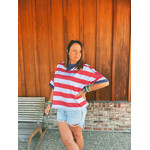 Haptics Haptics Crewneck Oversized Stripe Knit Top Red