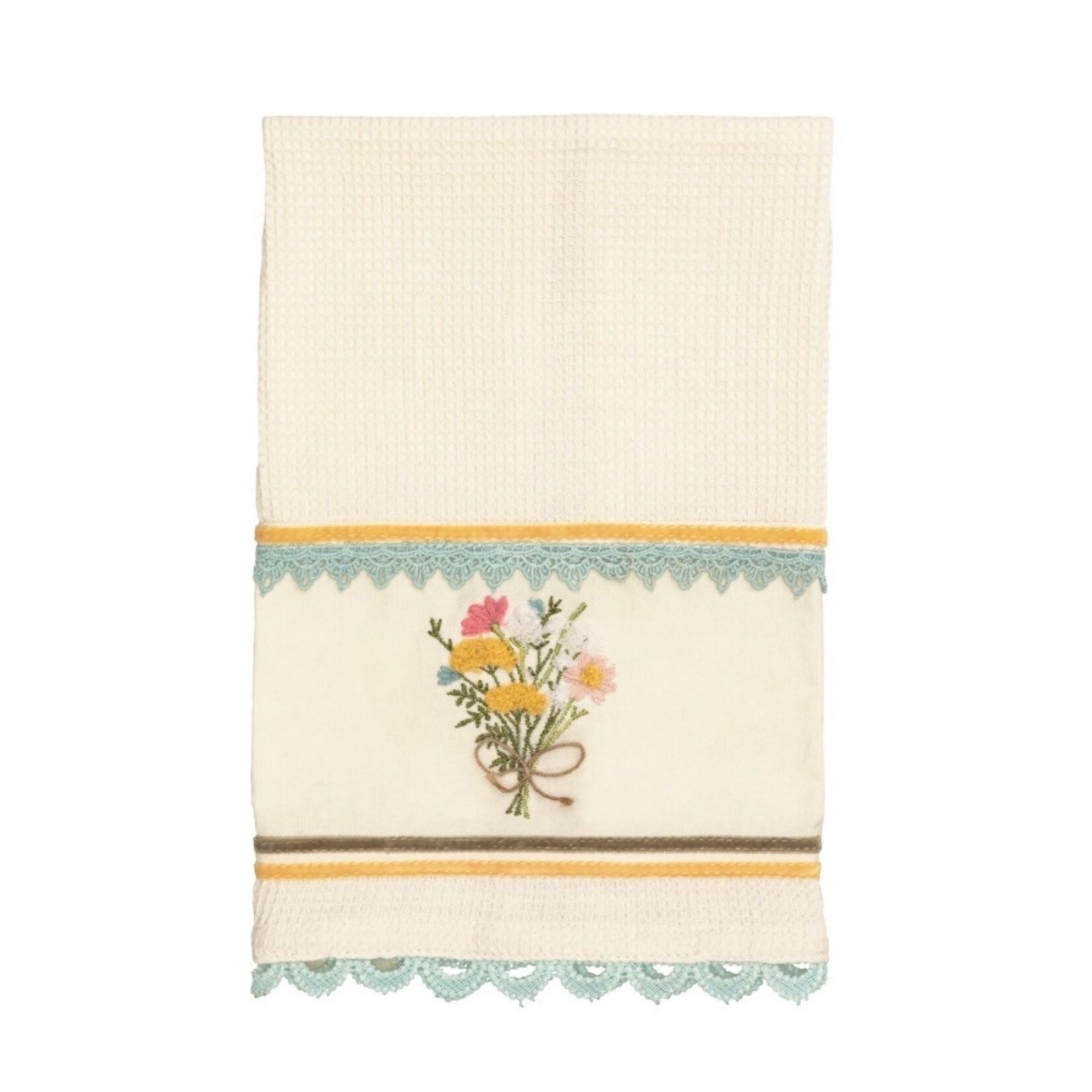 Mudpie Mudpie Yellow Flower Embroidery Towel