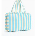 Josslyn Josslyn Striped Hanging Toiletry & Makeup Bag Blue Off White
