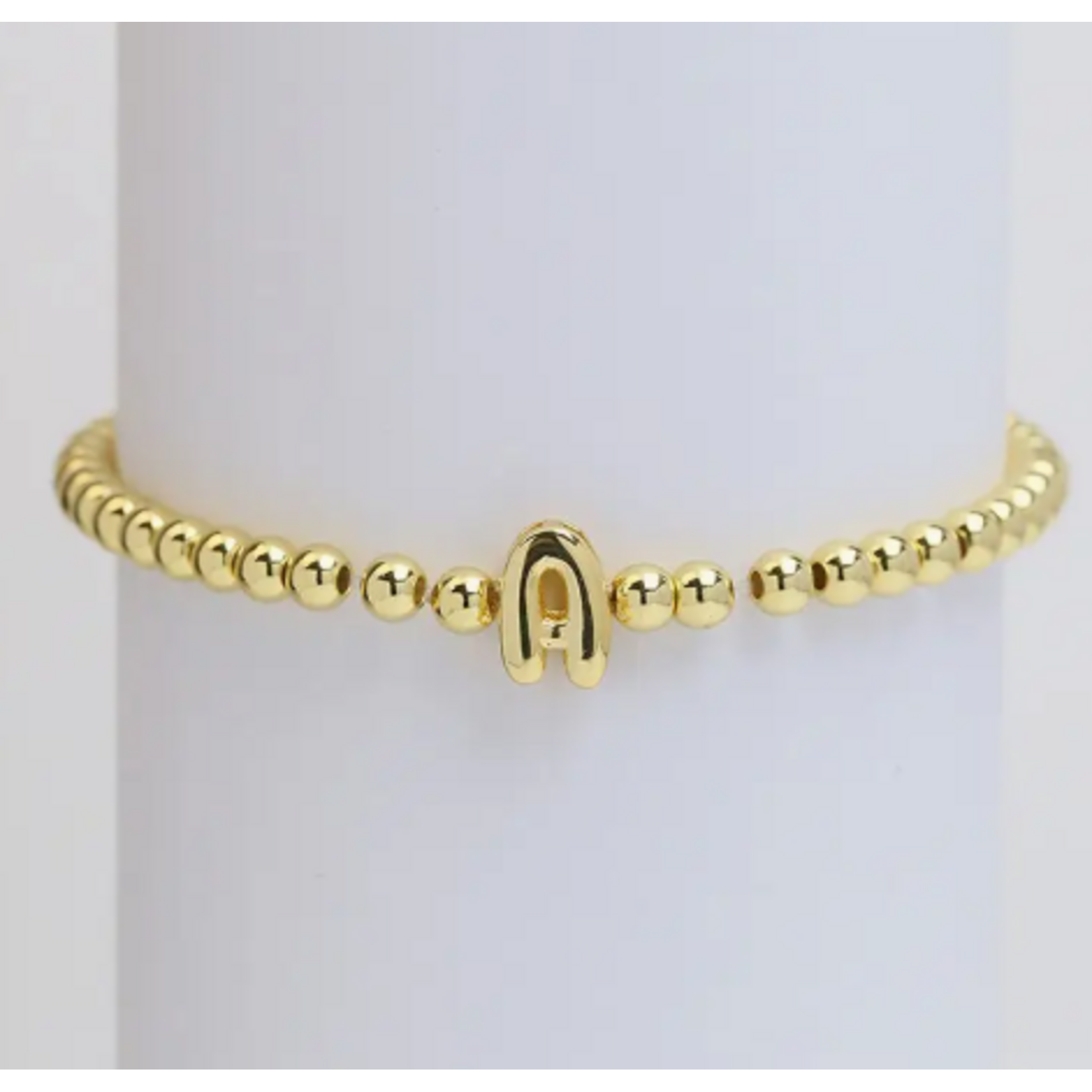 Josslyn Josslyn Gold Initial Monogram Bubble Beaded Bracelet A