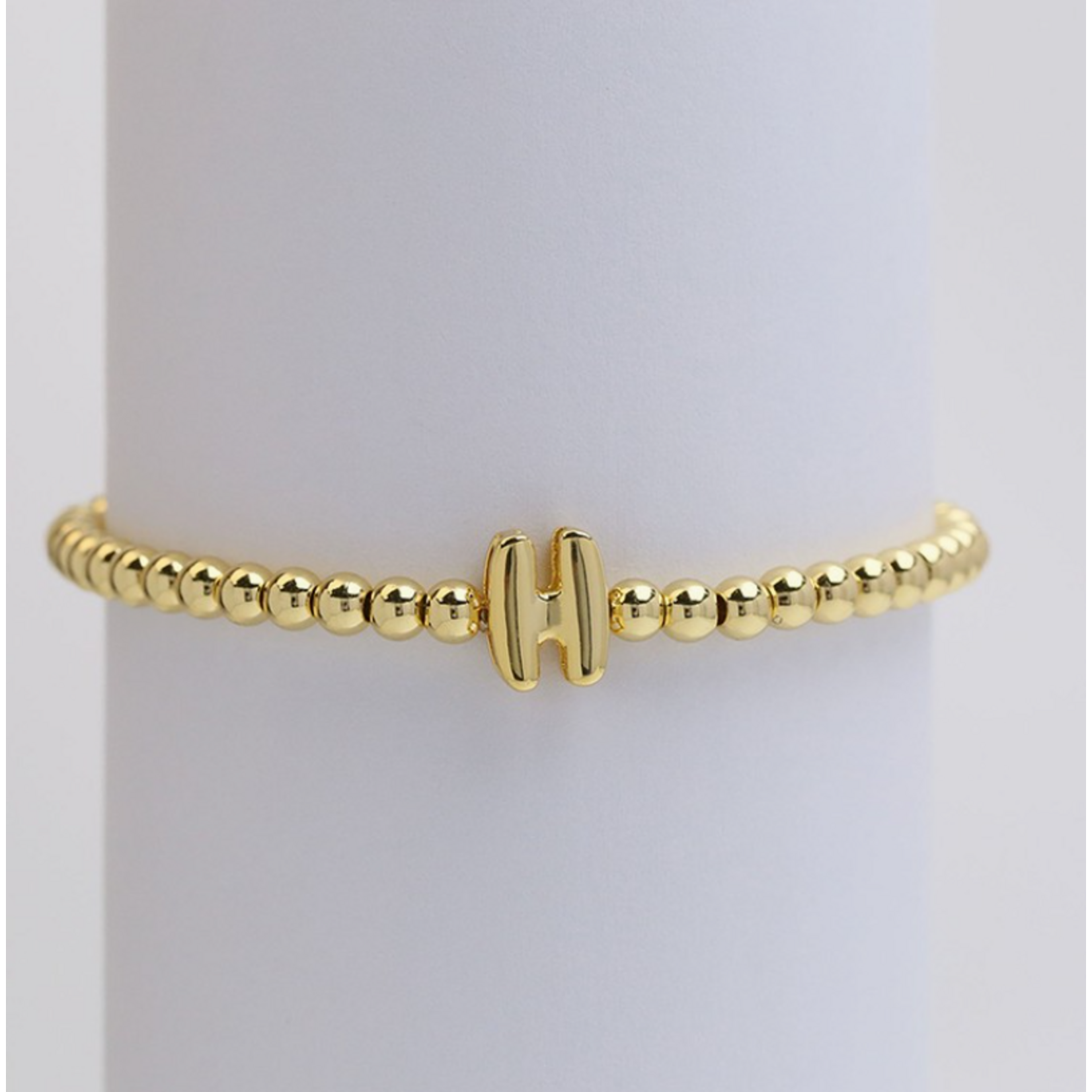 Josslyn Josslyn Gold Initial Monogram Bubble Beaded Bracelet H