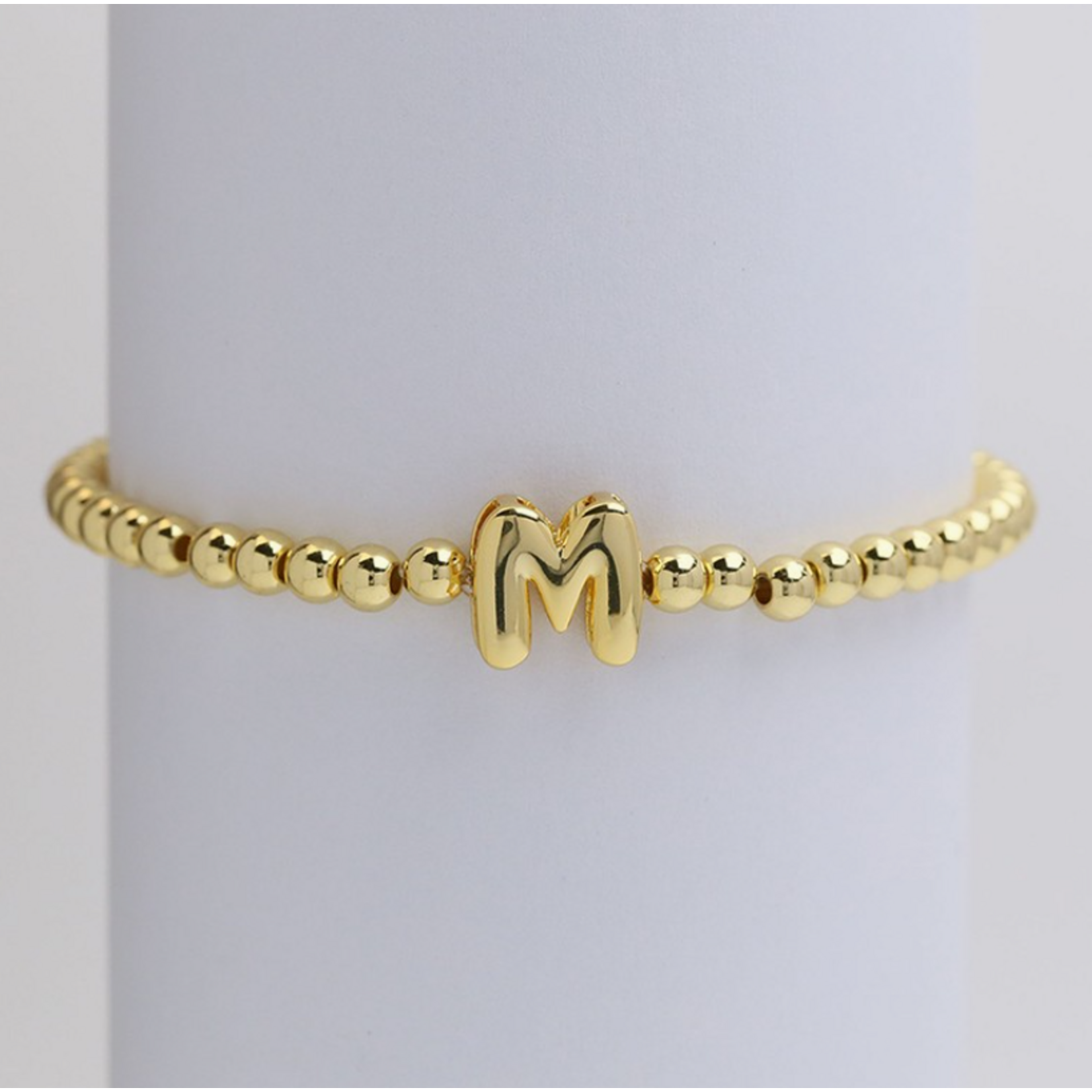 Josslyn Josslyn Gold Initial Monogram Bubble Beaded Bracelet M