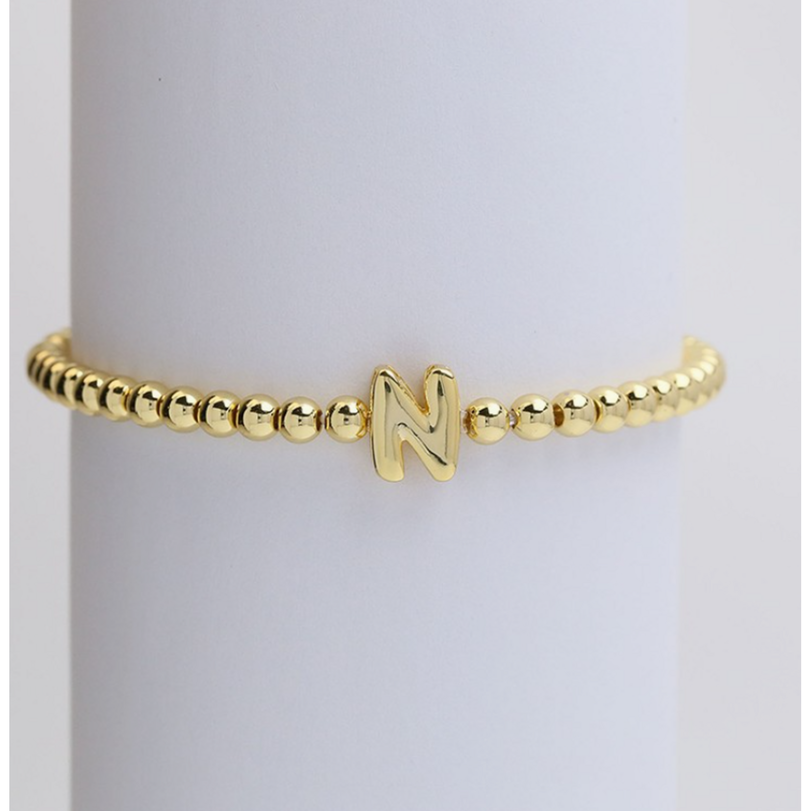 Josslyn Josslyn Gold Initial Monogram Bubble Beaded Bracelet N