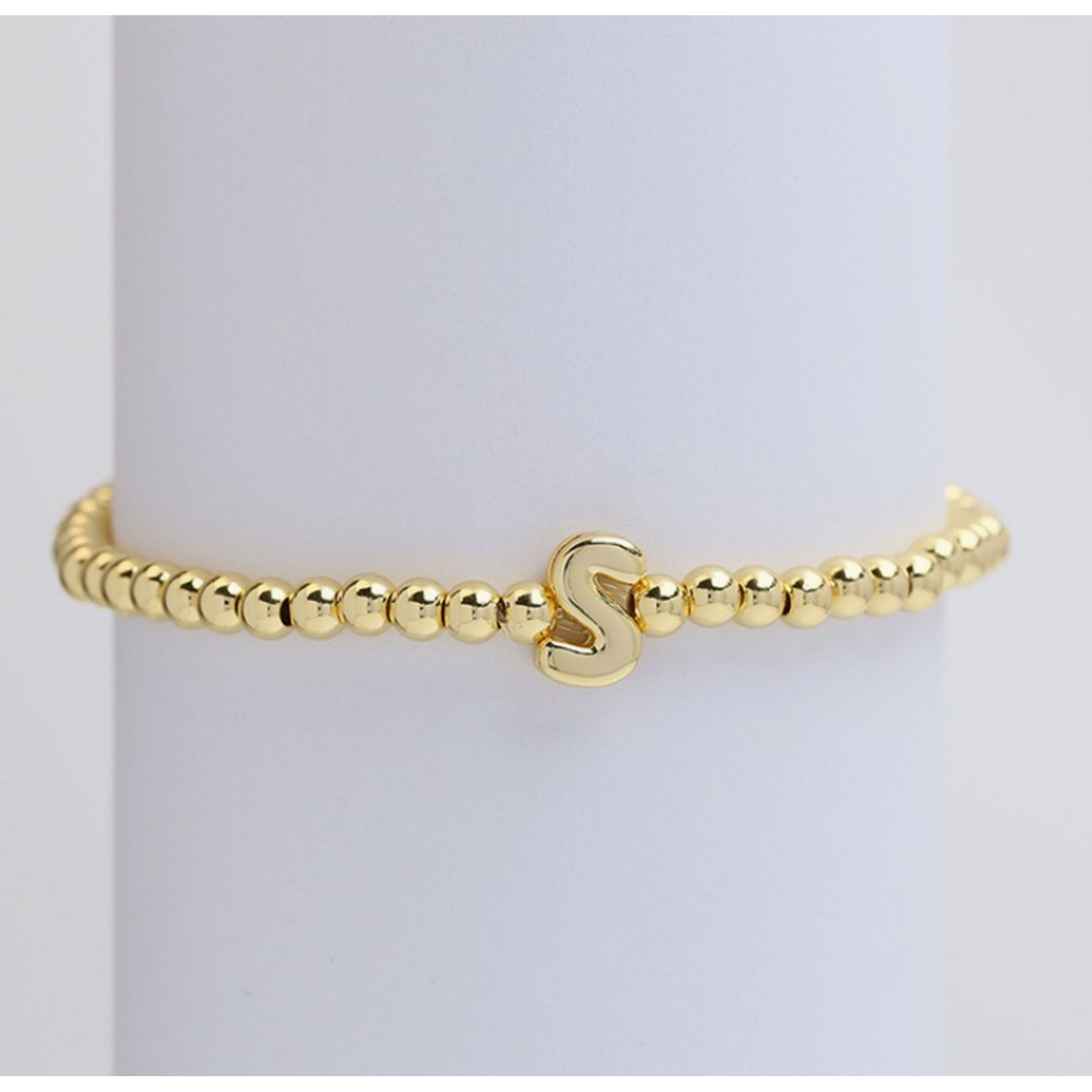 Josslyn Josslyn Gold Initial Monogram Bubble Beaded Bracelet S
