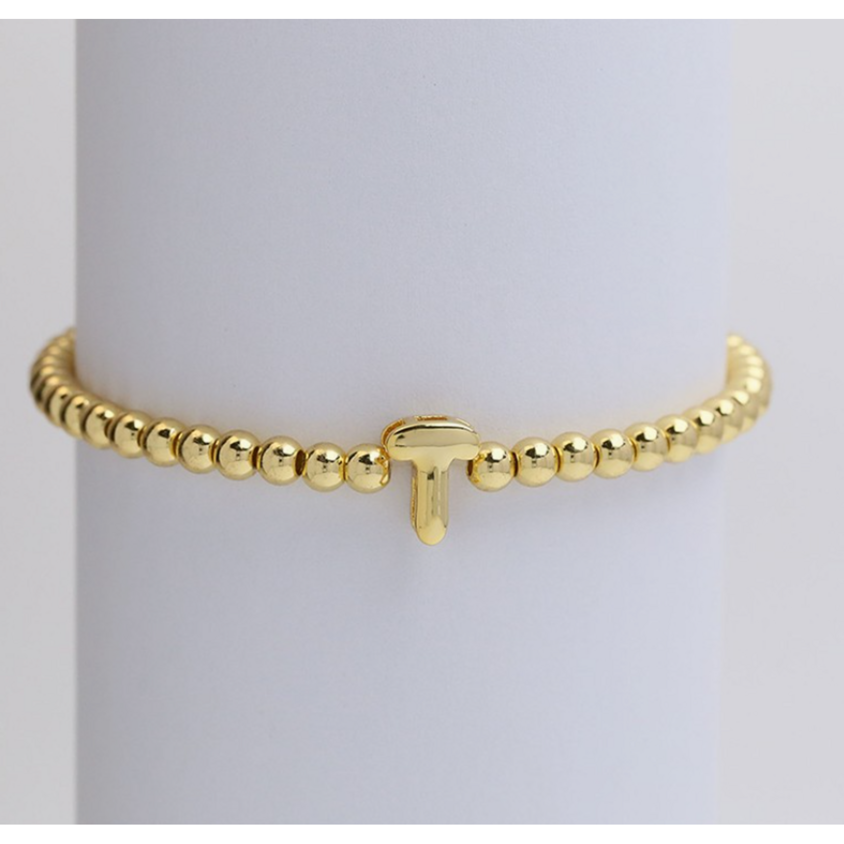 Josslyn Josslyn Gold Initial Monogram Bubble Beaded Bracelet T
