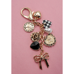 Josslyn Josslyn Bow Checker Heart Flower Bag Charm Gold