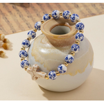 Josslyn Josslyn Blue Ceramic Porcelain Cross Charm Bracelet Cross