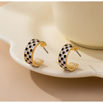 Josslyn Josslyn Checker Huggie Hoop Earrings