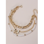 Josslyn Josslyn Bow Pearl Link Trio Set Bracelet Gold