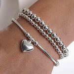 Josslyn Josslyn Multi Ball Chain Silver Stretchable Bracelet Silver
