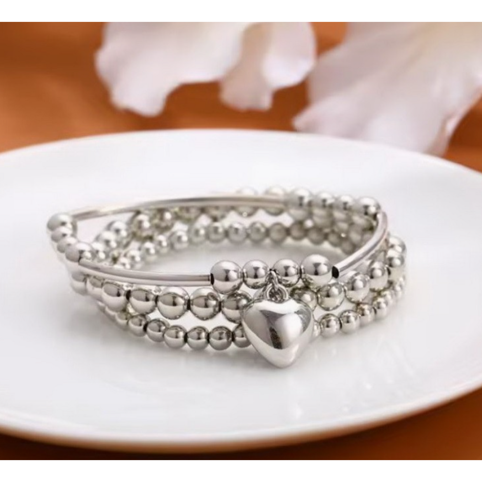 Josslyn Josslyn Multi Ball Chain Silver Stretchable Bracelet Silver