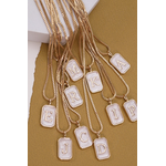 Josslyn Josslyn Monogram Initial Rectangle Pearly Charm Necklace