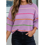 66 Disco 66 Disco Colorblock Striped Half Sleeve Sweater Orchid Petal