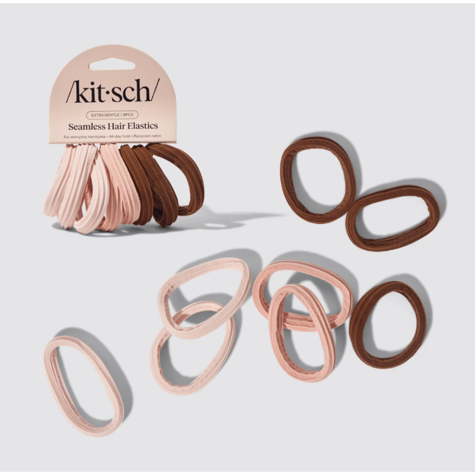 Kitsch Kitsch Seamless Elastic Hair Ties 8pc Set Rosewood
