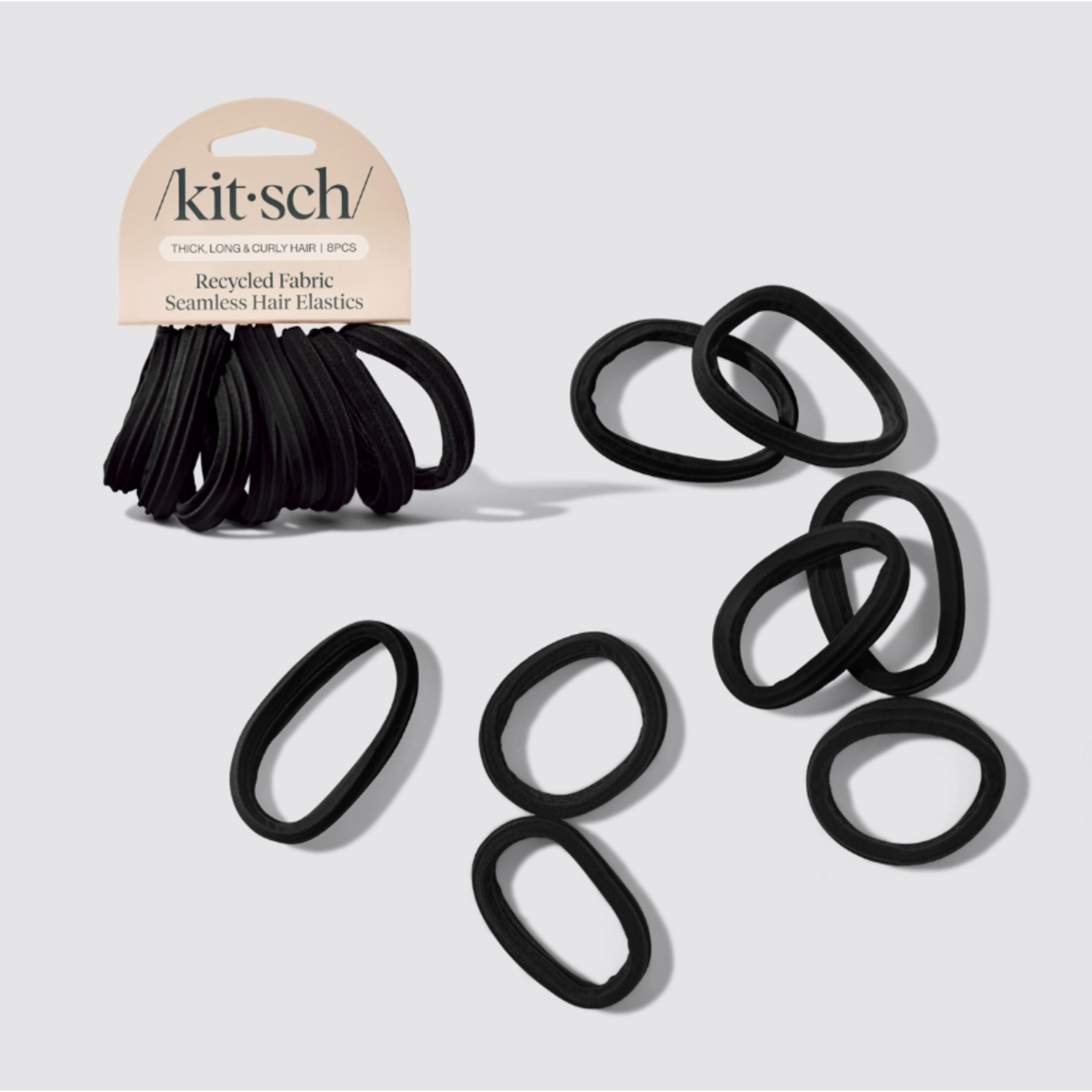 Kitsch Kitsch Seamless Elastic Hair Ties 8pc Set Black