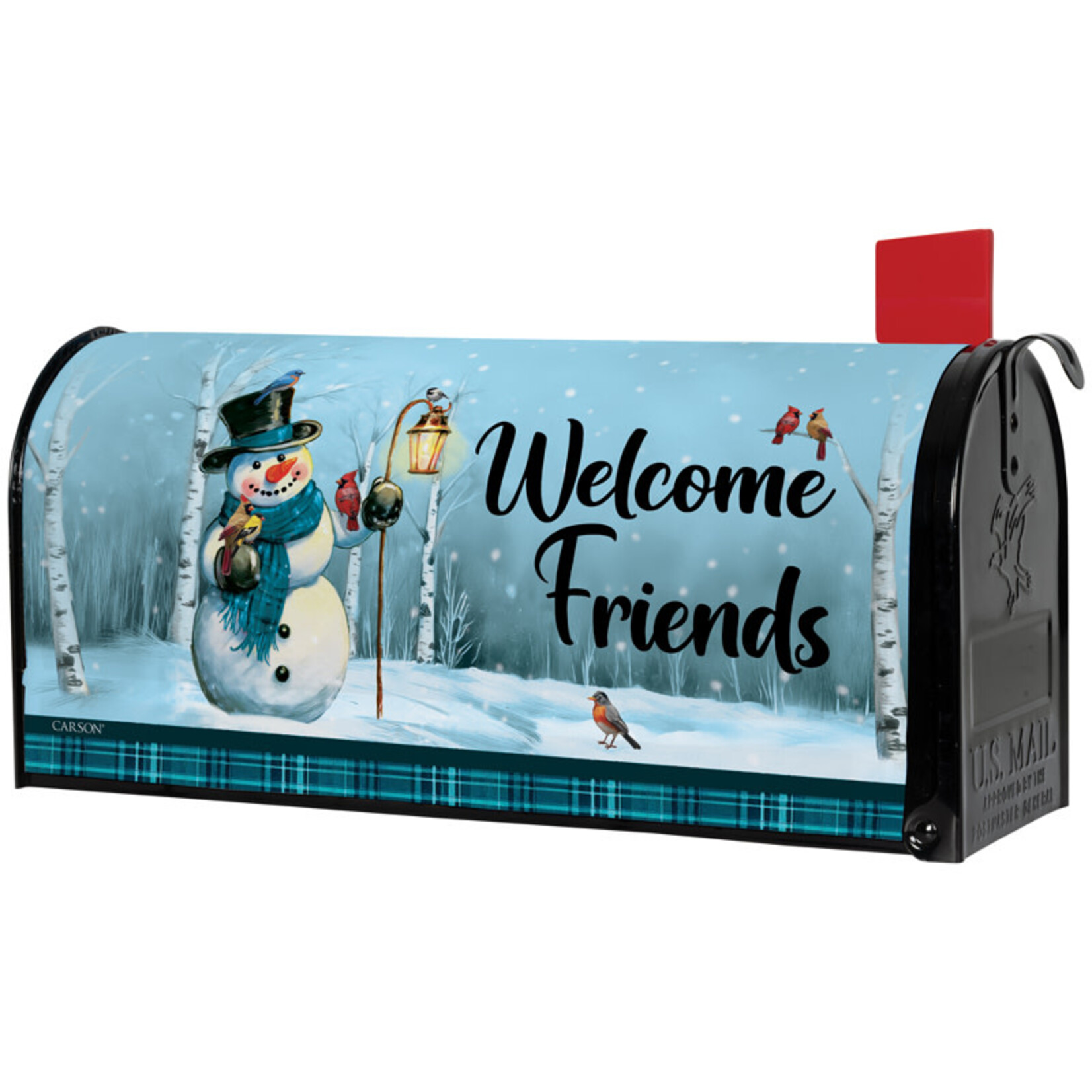 Carson Snowman Cardinal Mailbox Cover
