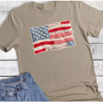 Rebel Rose Rebel Rose July 4th Retro Faux Quilted American Flag Tee Tan