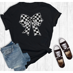 Rebel Rose Rebel Rose Checkered Coquette Bow Graphic Tee Black