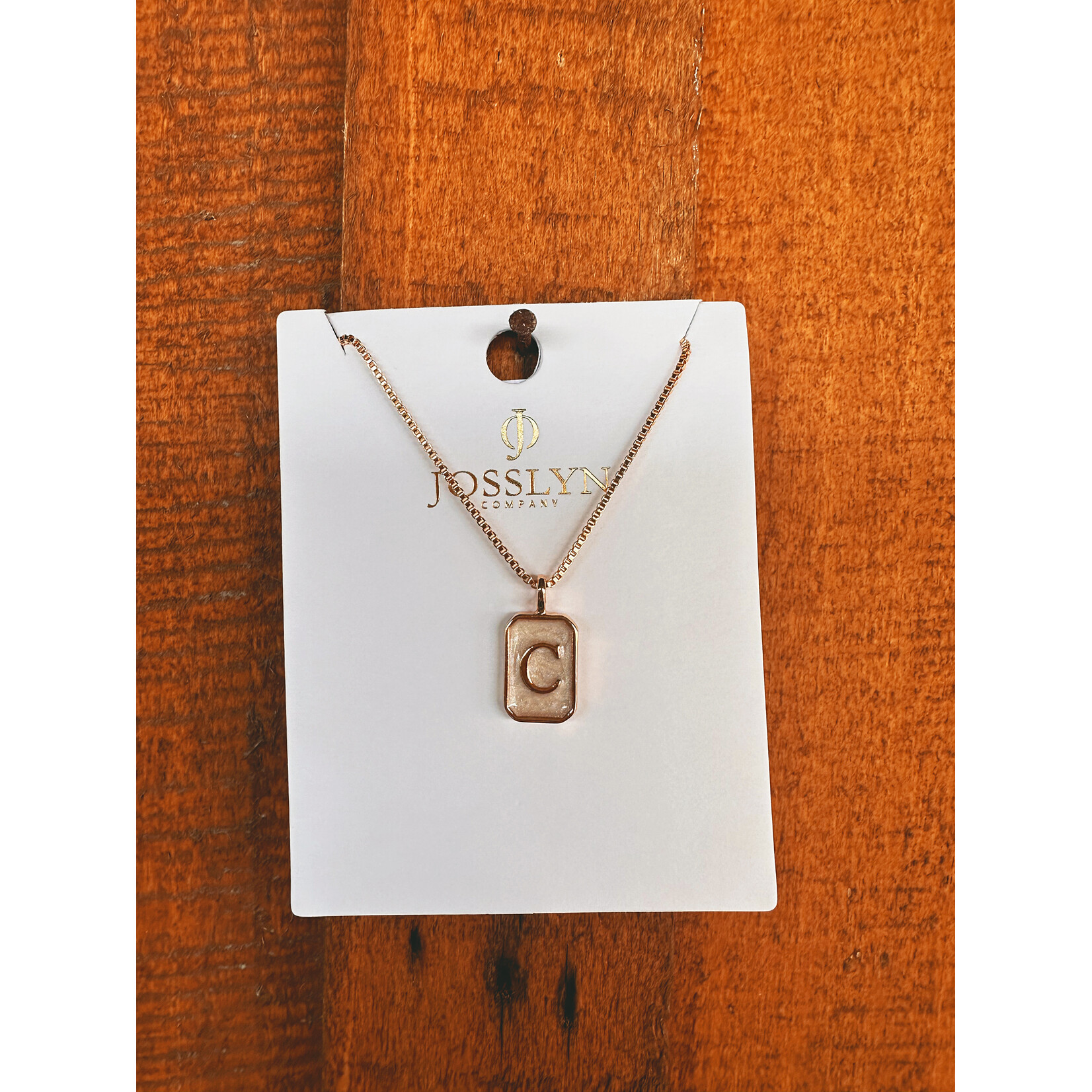 Josslyn Josslyn Monogram Initial Rectangle Pearly Charm Necklace