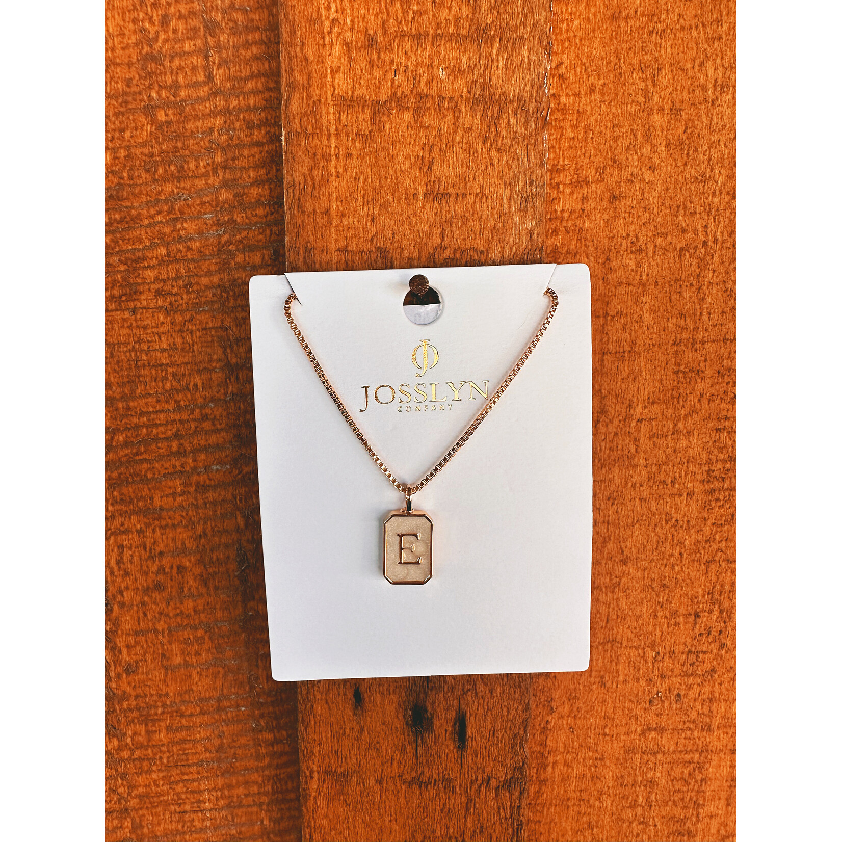 Josslyn Josslyn Monogram Initial Rectangle Pearly Charm Necklace