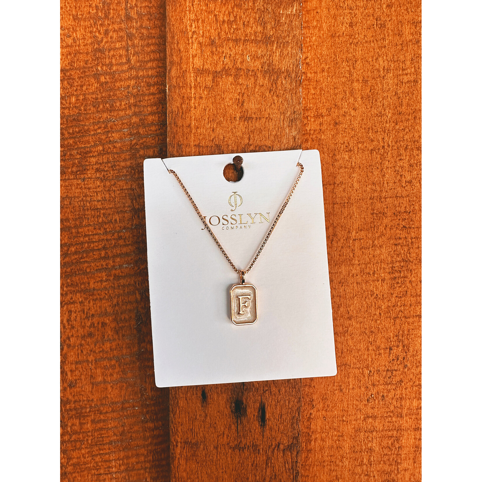 Josslyn Josslyn Monogram Initial Rectangle Pearly Charm Necklace