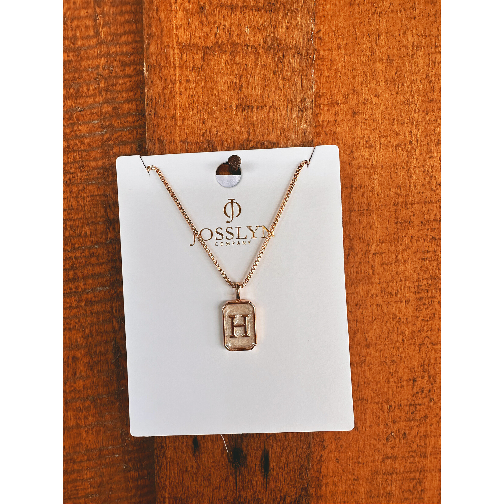 Josslyn Josslyn Monogram Initial Rectangle Pearly Charm Necklace