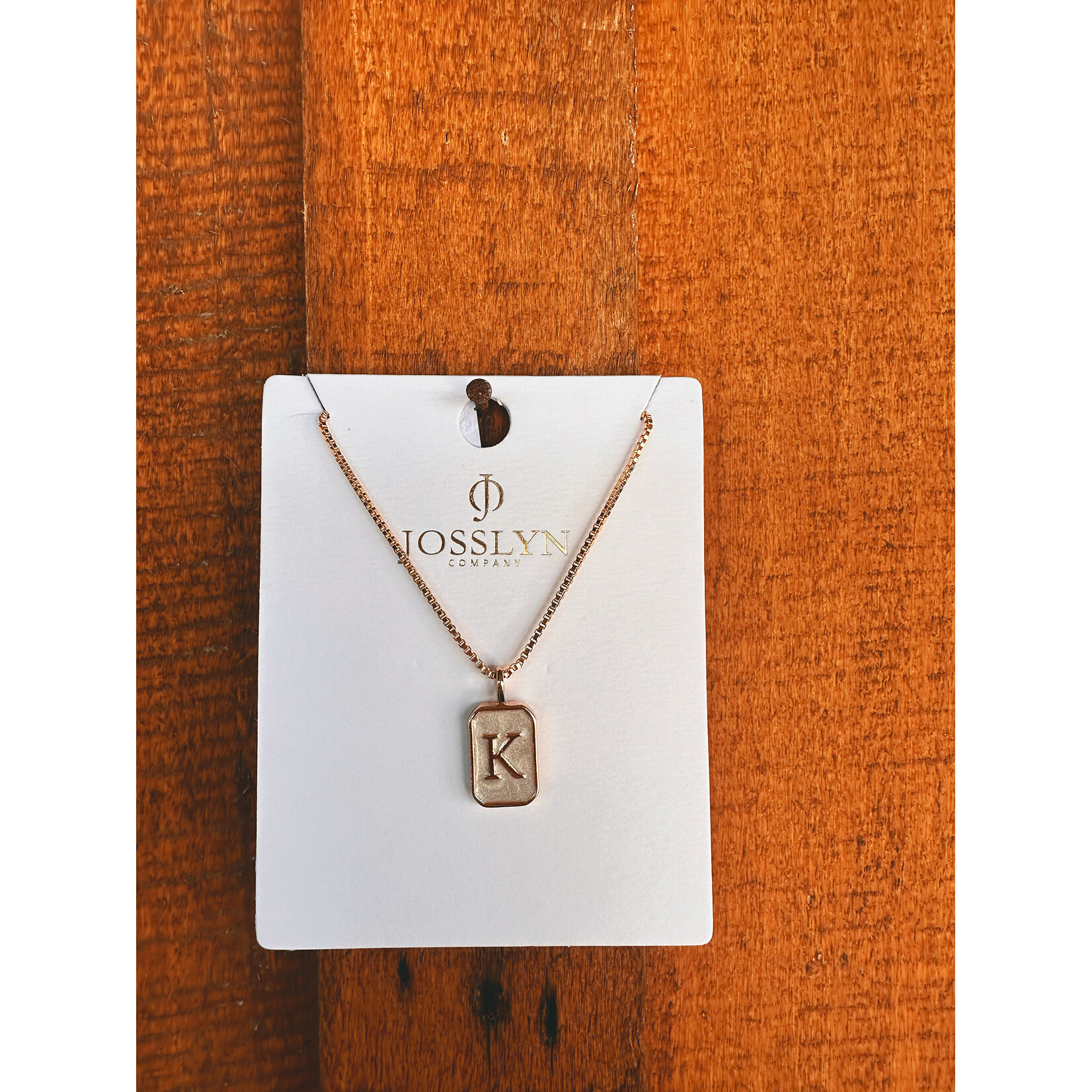 Josslyn Josslyn Monogram Initial Rectangle Pearly Charm Necklace