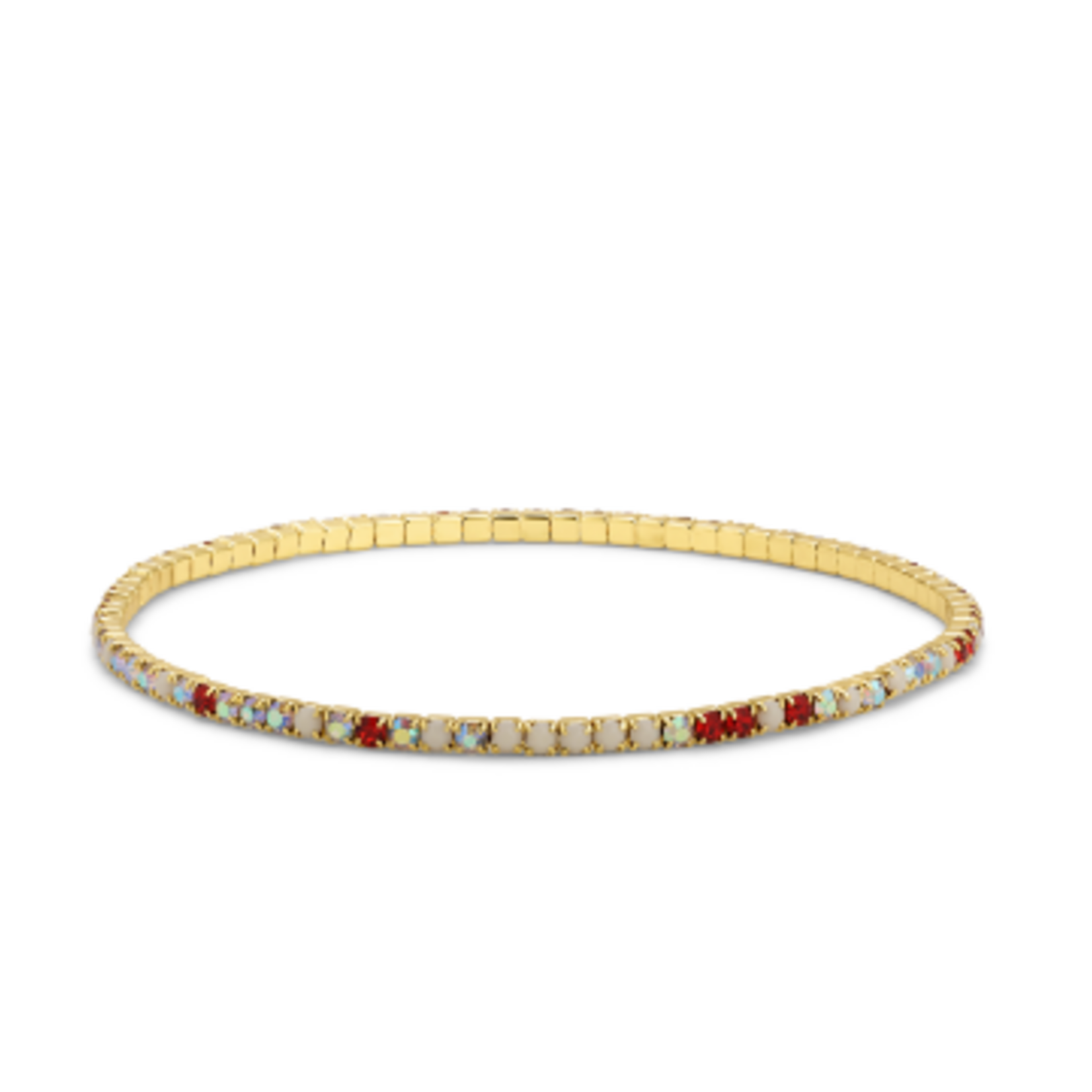My Fun Colors My Fun Colors Petite Crystal Tennis Bracelet Red Cream Mix/Gold