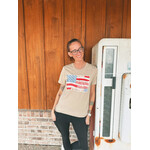 Rebel Rose Rebel Rose July 4th Retro Faux Quilted American Flag Tee Tan