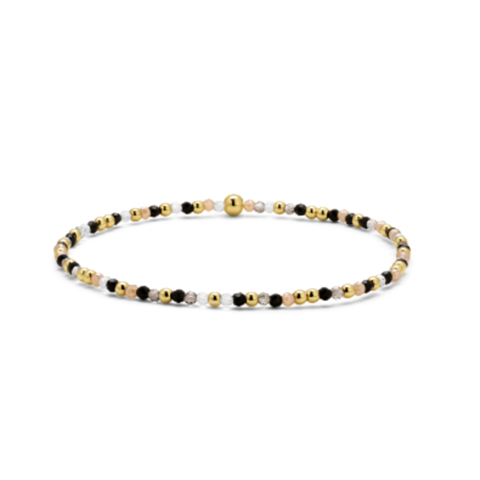 My Fun Colors My Fun Colors Crystal Beaded Bracelet Black Diamond Mix Gold