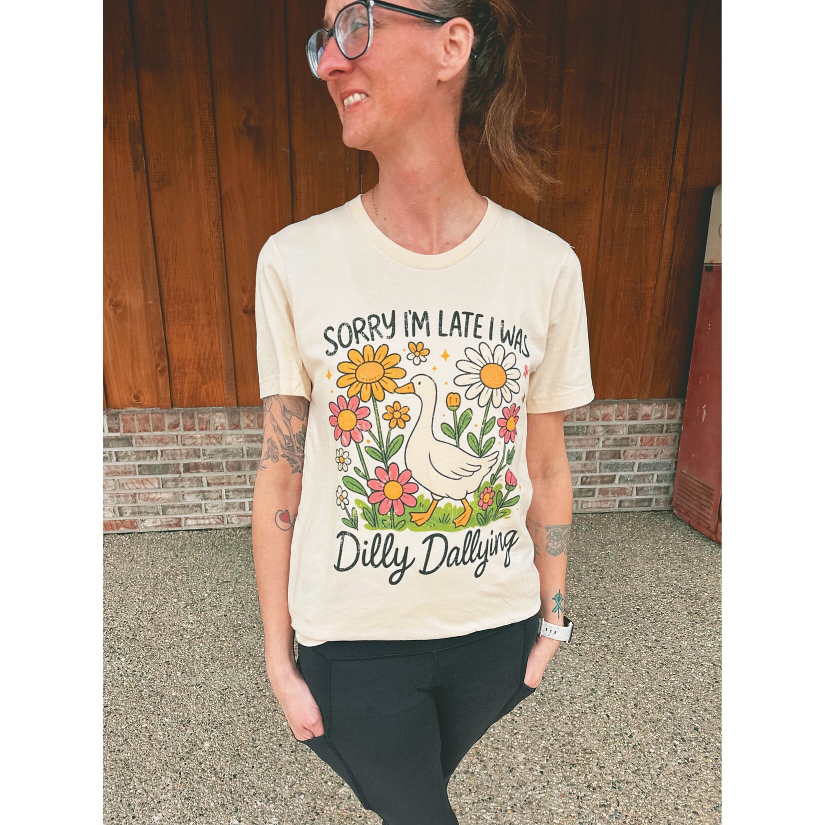 Rebel Rose Rebel Rose Sorry I'm Late I Was Dilly Dallying Graphic Tee Cream