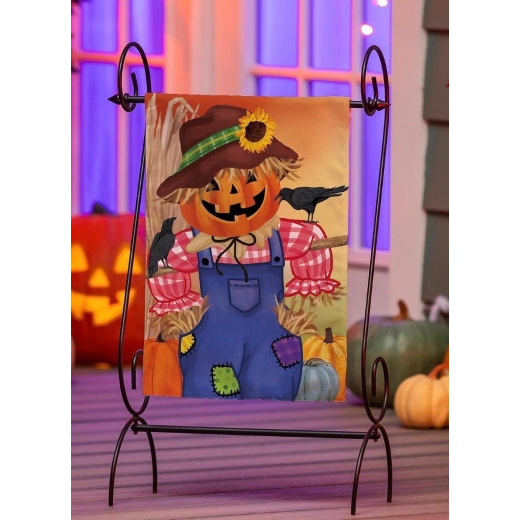 Evergreen Jack the Scarecrow Burlap Garden Flag