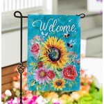 Evergreen Colorful Summer Blooms Burlap Garden Flag