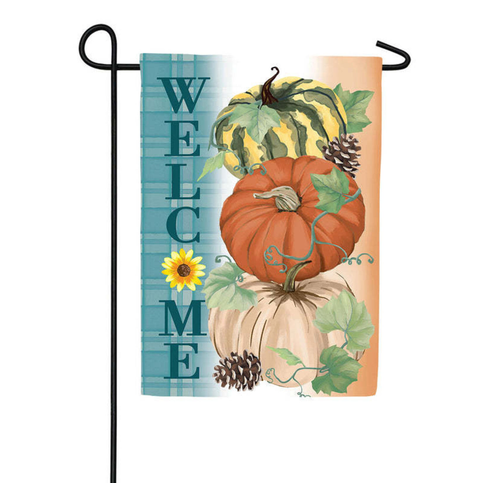 Evergreen Pumpkins & Pine Garden Flag
