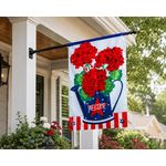 Evergreen Patriotic Geraiums Appliqué Standard House Flag