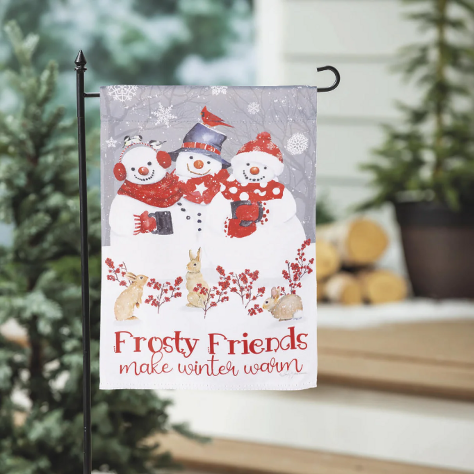 Evergreen Snow Crew Garden Flag