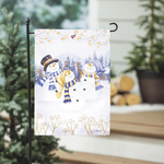 Evergreen Happy Snowman Trio Garden Flag