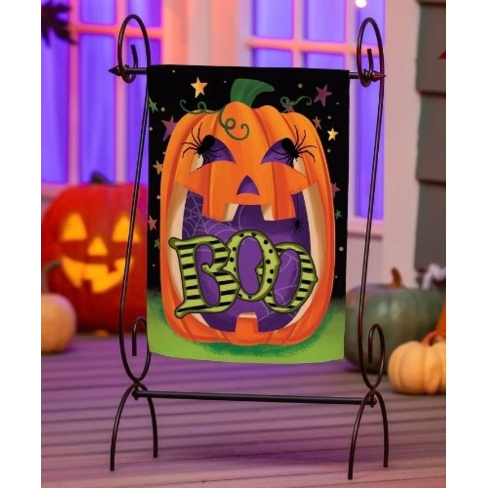 Evergreen Boo Jack Pumpkin Garden Flag