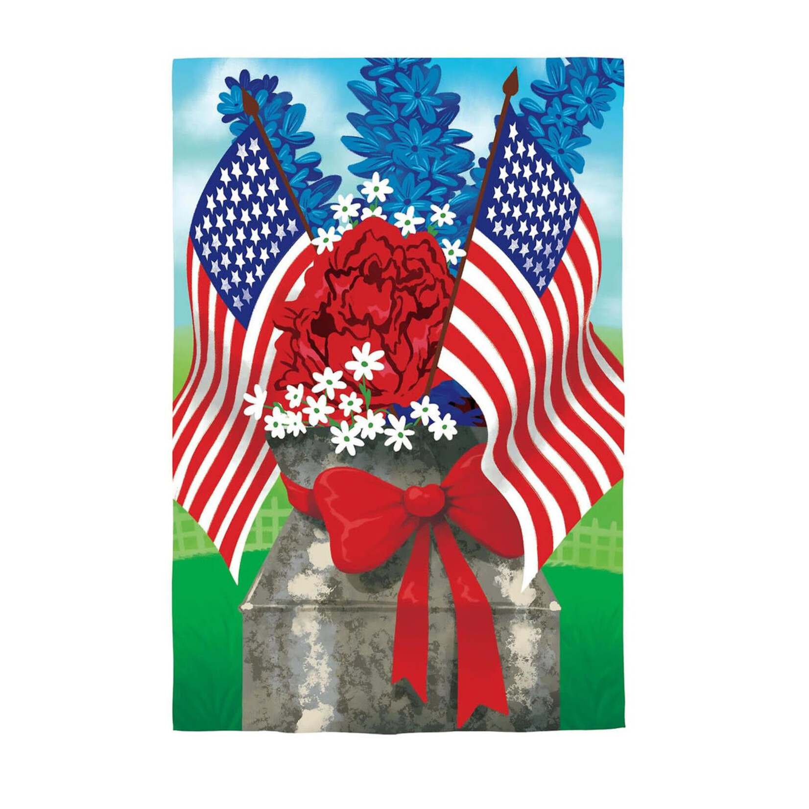 Evergreen Patriotic Bouquet Appliqué Garden Flag
