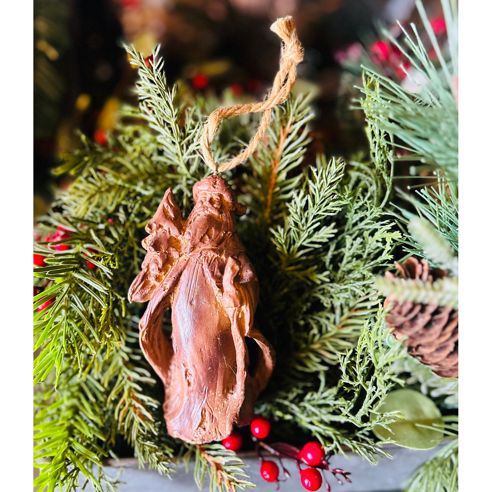 AGP Wooden Santa Ornament