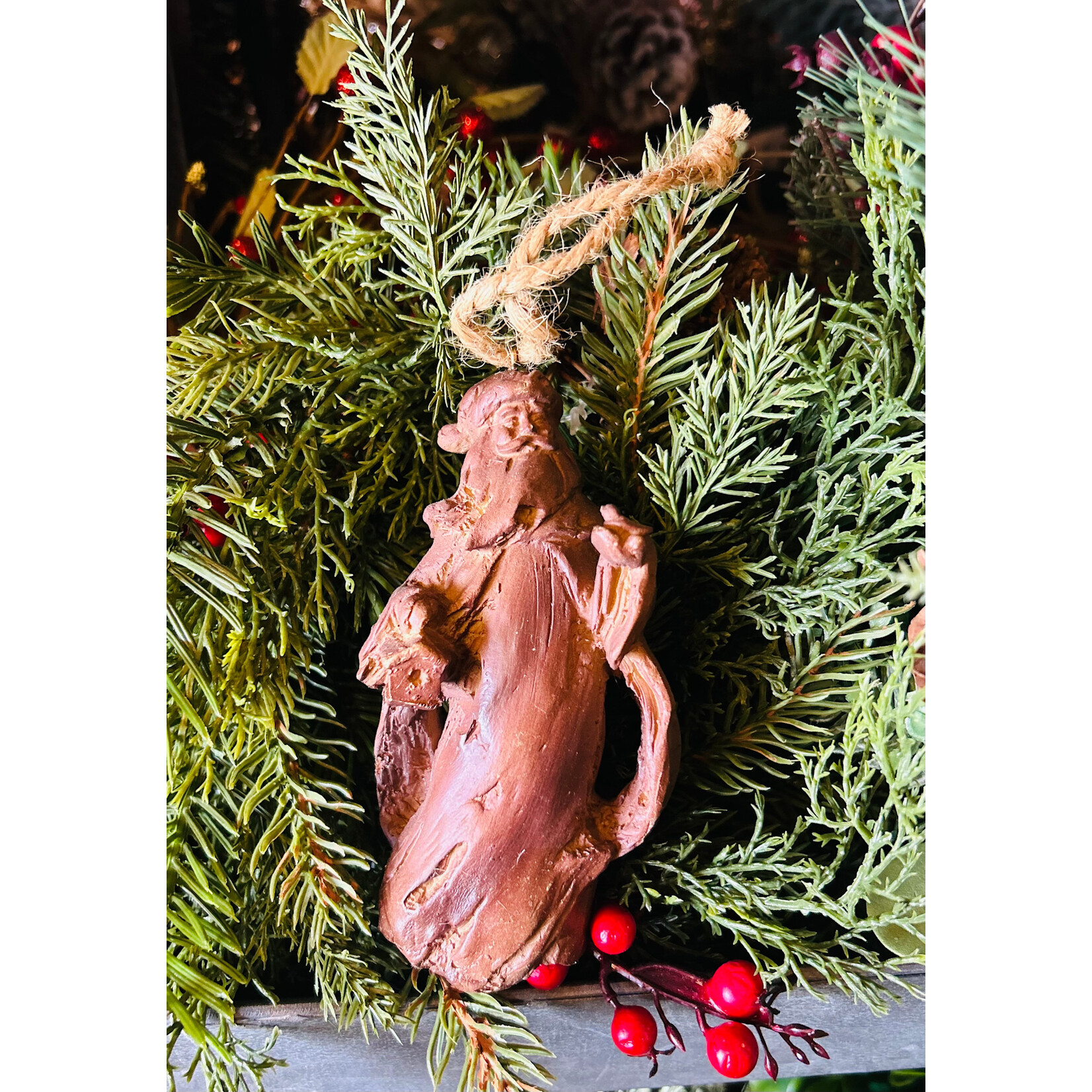 AGP Wooden Santa Ornament