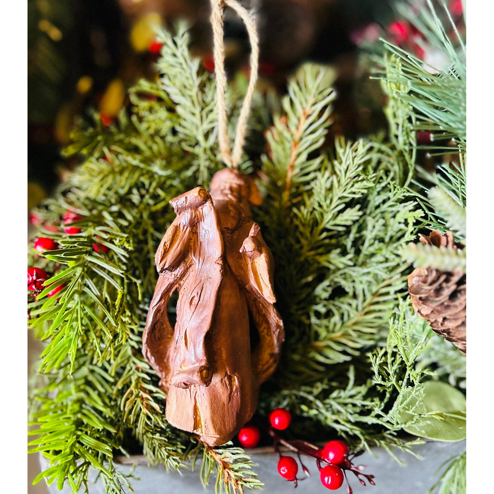 AGP Wooden Santa Ornament