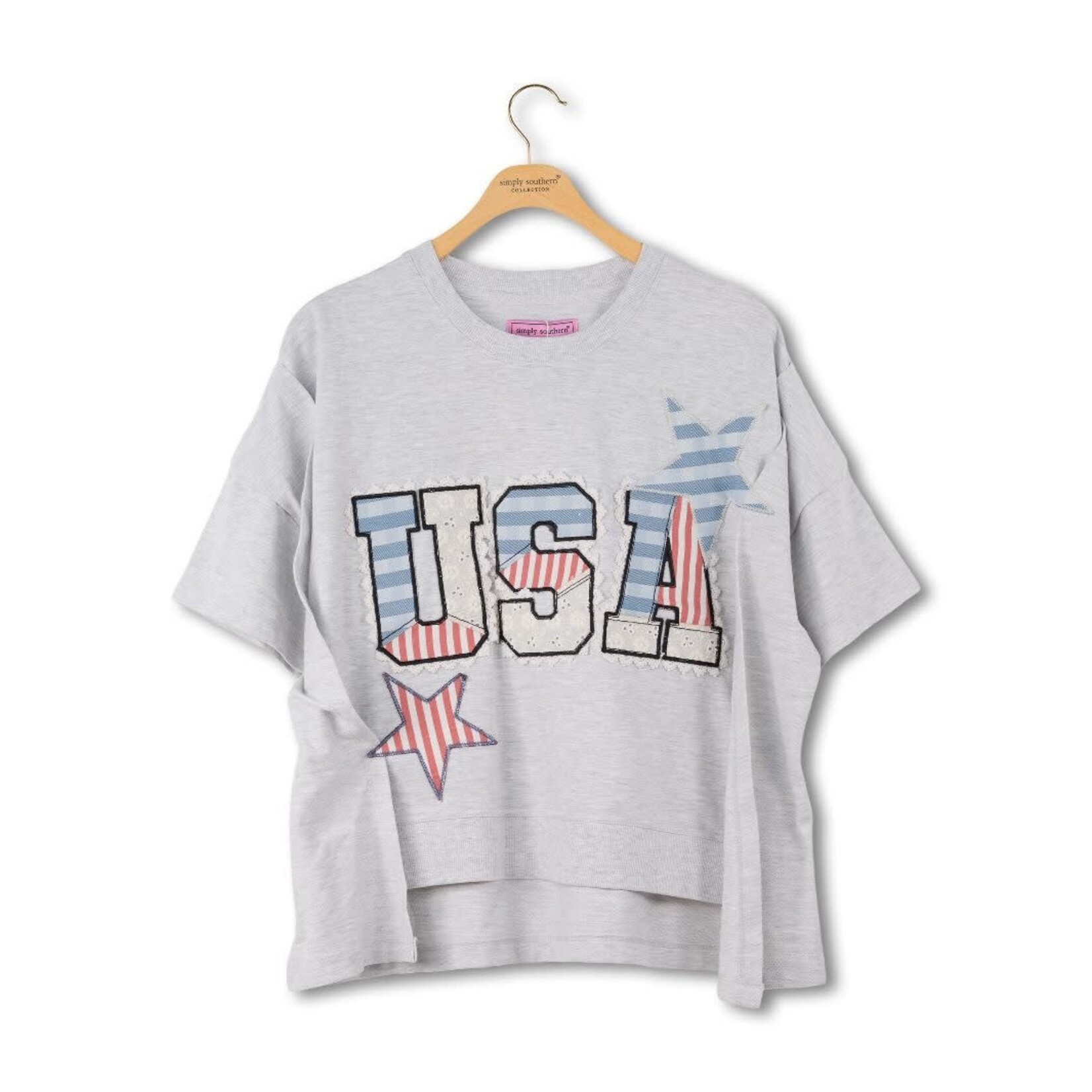 Simply Southern Simply Southern Tee USA Patch Light Heather