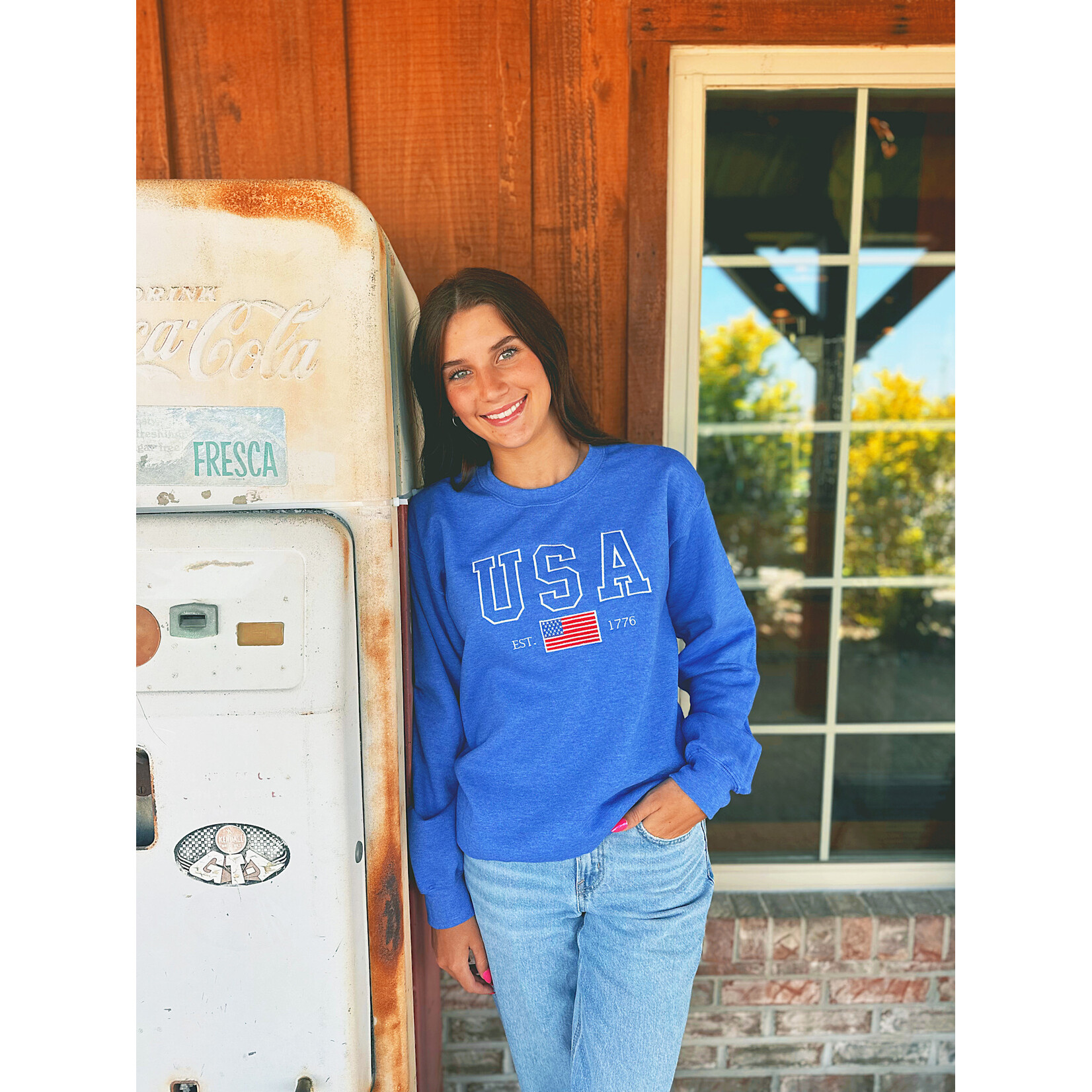 Top Notch Top Notch USA Embroidered Sweatshirt in Blue