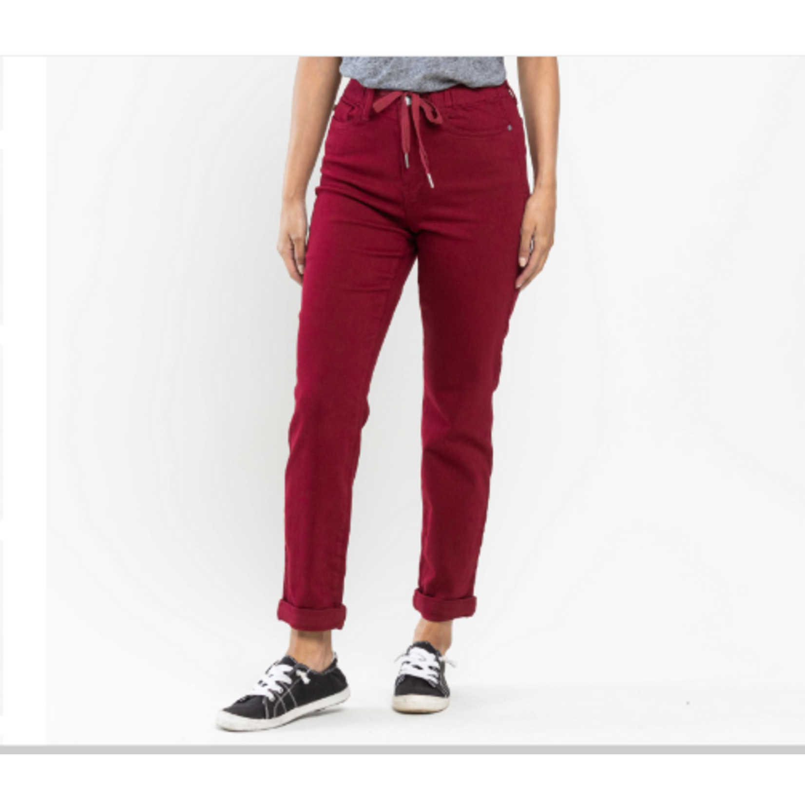 Judy Blue Judy Blue High Waist Pull On Double Cuff Jogger Scarlet 88727